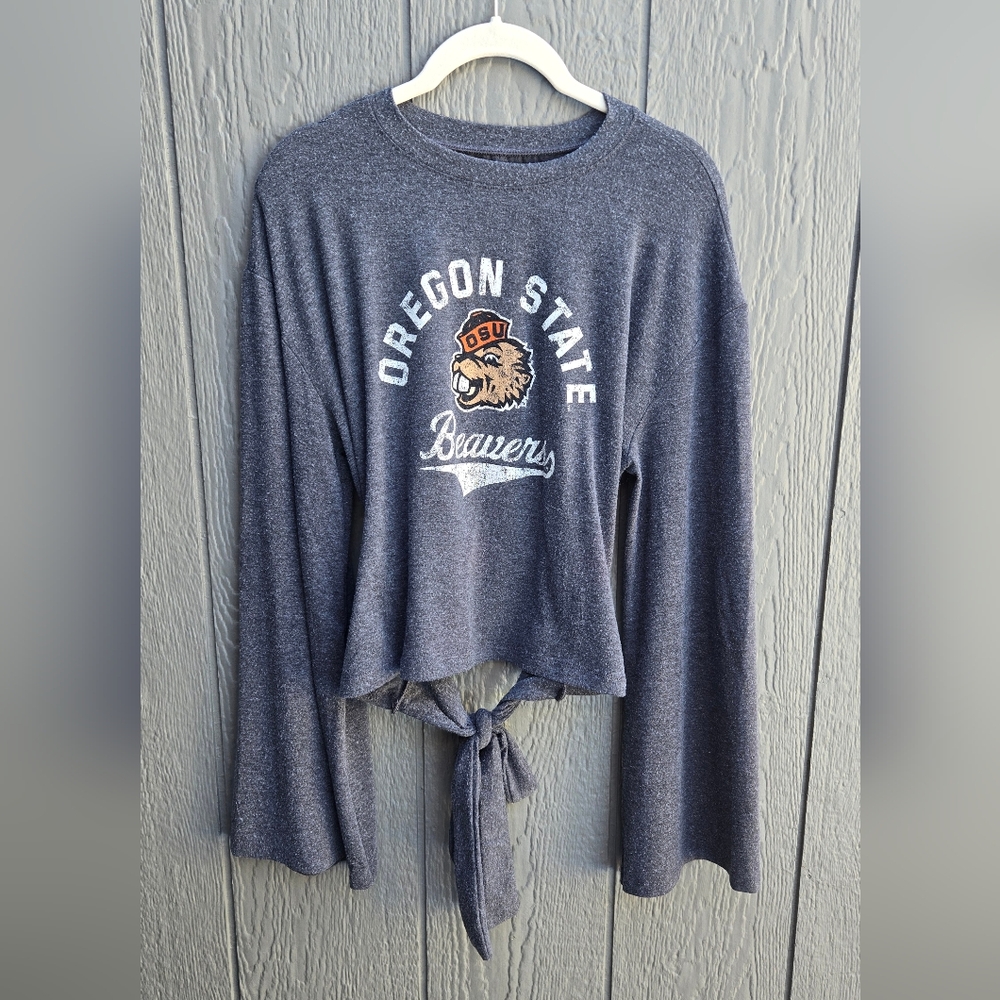Oregon State Beavers Crop Long Sleeve Top - Benny Beaver